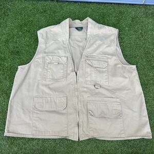Vintage Scandia Woods Mens Cargo Utility Khaki Jacket Vest 8 Pocket 2XL Outdoors